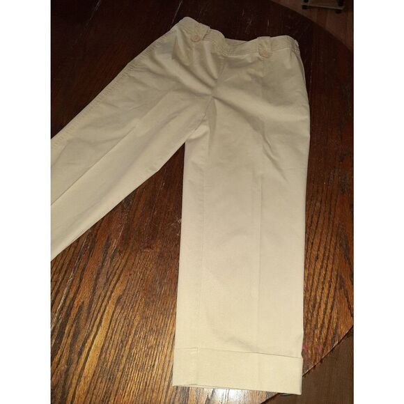 Size 6P Talbots Petite Stretch Mid Rise Khaki Tan Size Zip Capri Casual Pants - Picture 2 of 3